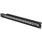 Modular Patch Panel  shielded 24-port  blank  1U  rack mount  color black RAL 9005