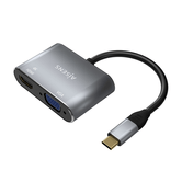 AISENS Conversor USB-C a VGA/HDMI 4K, USB-C/M-VGA/H-HDMI/H, Gris, 15CM