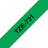 TZE-731 LAMINATED TAPE 12MM 8M BLACK ON GRE EN