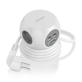 AISENS Regleta de Enchufes Sobremesa Multifuncion con 3 Tomas   2xUSB C  2xUSB A  1 4M  Blanco