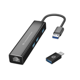 ADAPTADOR USB A GIGABIT ETHERNET RJ45 CONCEPTRONIC CON HUB USB 3.0 3 PUERTOS Y ADAPTADOR USB-C