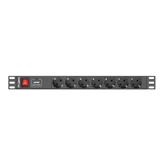 REGLETA LANBERG 1U 10A 7X SCHUKO RACK 19" 2M NEGRO C14