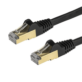 Cable 1m Red Ethernet RJ45 STP Cat6a Snagless Negro