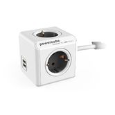 ADAPTADOR Y ENCHUFE MULTIPLE GRIS 4 TOMAS + 2 USB ALARGO 1,5M