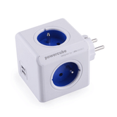 ADAPTADOR Y ENCHUFE MULTIPLE AZUL 4 TOMAS 120W + 2 TOMAS USB