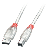 USB2,0CABLETYPEA/B, TRANSPARENT, 5M