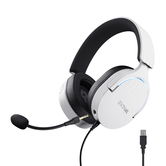 HEADSET TRUST GAMING GXT 490 BLANCO FAYZO 25302 USB 7.1 MICROFONO DESMONTABLE Y FLEXIBLE ILUMINACION RGB AURICULARES GIRATORIOS