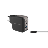 CARGADOR DE PARED CONCEPTRONIC USB-C x2 USB-Ax1 QUICKCHARGE 3.0 PPS 67W  INCLUYE CABLE COLOR NEGRO