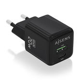 CARGADOR AISENS GAN 20W 1XUSB-C PD3.0 QC4.0 1XUSB-A QC3.0 NEGRO