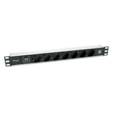 REGLETA ALIMENTACION ALUMINIO RACK 19" 1U 7 TOMAS TIPO SHUCKO EURO + 2 TOMAS USB CON PROTECTOR SPD CABLE 1.8m
