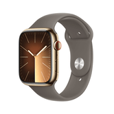 Apple Watch Series 9 GPS + Cellular 45mm Gold Stainless Steel Case with Clay Sport Band - S/M