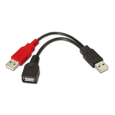 CABLE USB 2.0 + ALIMENTACION AISENS USB A HEMBRA + TIPO A MACHO / TIPO A MACHO 15CM NEGRO A101-0030