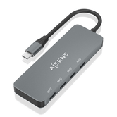 AISENS Hub USB 3.2 Gen2 10G USB-C, USB-C/M-4xUSB-C/H, Gris, 15cm