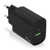 CARGADOR AISENS 20W 1xUSB-C PD3.0 1xUSB-A QC3.0 NEGRO