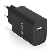 AISENS Cargador USB 10W alta eficiencia, 5V/2A, Negro