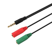 CABLE AUDIO AISENS MINI JACK 3.5 MACHO A 2 MINI JACK 3.5 HEMBRA 20CM NEGRO A128-0354