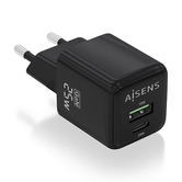 CARGADOR AISENS GAN 25W 1XUSB-C PD3.0 QC4.0 1XUSB-A QC3.0 NEGRO