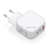 AISENS Cargador GaN 65W  2xUSB C PD3 0 QC4 0  1xUSB A QC3 0  Blanco