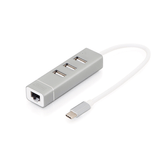 DIGITUS 3P USB 2.0 HUB + FAST ETHERNET LAN ADAPTOR TYPE  C