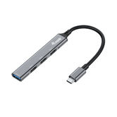 HUB USB-C EQUIP LIFE USB  1 PUERTO USB 3.0 3 PUERTOS USB 2.0 CARCASA ALUMINIO