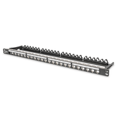 DIGITUS Modular Patch Panel  shielded 24-port  label field  0.5U  rack mount  color black RAL 9005