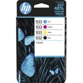 Cartucho HEWLETT PACKARD  Paquete de 4 tintas Originales HP 932 negro y 933 cian/magenta/amarillo 4 Colores 6ZC71AE