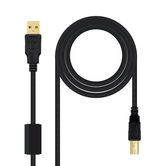 CABLE USB NANO CABLE USB2.0 A/M - USB2.0 B/M 2.0M NEGRO IMPRESORA HQ FERRITA