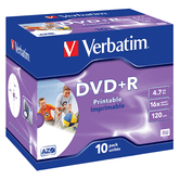 PACK 10 DVD+R 4.7 GB VERBATIM 16X IMP.JEWEL