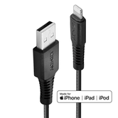 CABLE REFORZADO USB-A A LIGHTNING  NEGRO  0.5M