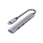 HUB USB-C 3.2 EQUIP LIFE 2 PUERTOS USB 2.0 1 PUERTO USB 3.0 1 PUERTO USB-C + 1 PURETO USB C PD 100W  CARCASA DE ALUMINIO 128962