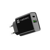 CARGADOR NATEC RIBERA 20W 1XUSB-A + 1XUSB-C PD3.0 QC3.0 NEGRO