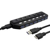 HUB 7 PUERTOS  USB 3.0 NETWAY NEGRO