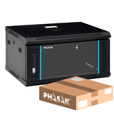 PHASAK  Mural Rack PHASAK Pro 19" 6U Desmontado - Envio Flat Pack - PHO 2106D  Negro