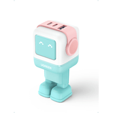 CARGADOR PARA MOVIL VARIOS ROBOT USB-A+2C 65W PINK-BLUE