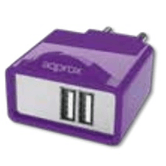 CARGADOR DE PARED APPROX 2USB 2.1A PURPURA