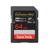 SANDISK EXTREME PRO 64GB V60 UHS-II SD CARDS 280/100MBS V60,C10 UHS-II