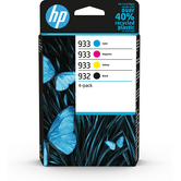 Cartucho HEWLETT PACKARD  Paquete de 4 tintas Originales HP 932 negro y 933 cian/magenta/amarillo 4 Colores 6ZC71AE