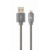 CABLE DE DATOS Y CARGA PREMIUM GEMBIRD 8 PINES METAL EN ESPIRAL, 1 M, GRIS
