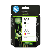 HP 305 2-PACK TRI-COLOR/BLACK ORIGINAL INK CARTRID GE