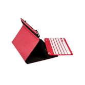 FUNDA TABLET UNIVERSAL 9"-10.1" GRIPCASE + TECLADO  BLUETOOTH ROJA SILVER HT