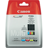 PACK CARTUCHOS CANON CYAN/MAGENTA/AMARILLO/NEGRO CLI-551