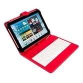 FUNDA + TECLADO MICRO USB 9"-10.1" SILVER HT ROJA/BLANCO