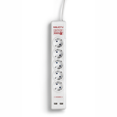 REGLETA ELECTRICA SPS SAFE 5+ 5 TOMAS  SCHUKO + 2 USB IN