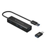 HUB 3.0 CONCEPTRONIC HUBBIES06B 4 PUERTOS USB 3.0  CON ADAPTADOR USB-C COLOR NEGRO CARCASA DE ALUMINIO