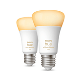 PACK DOBLE BOMBILLAS INTELIGENTES PHILIPS HUE E27 WHITE AMBIANCE 1100 LUMENS