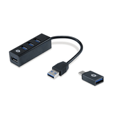 HUB USB 3.0 CONCEPTRONIC HUBBIES04B 4 PUERTOS USB 3.0 COLOR NEGRO Y ADAPTADOR A USB-C