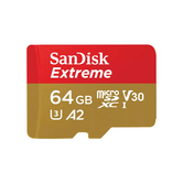 SANDISK EXTREME MICROSDXC 64GB + SD ADAPTER + 1 YR RESCUEPRO DELUXE UP TO 170MB/S & 80MB/S READ/WRITE SPEEDS A2 C10 V30 UHS-I