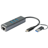 USB-C/USB TO GIGABIT ETHERNET ADAPTER WITH 3 USB 3.0 POR TS